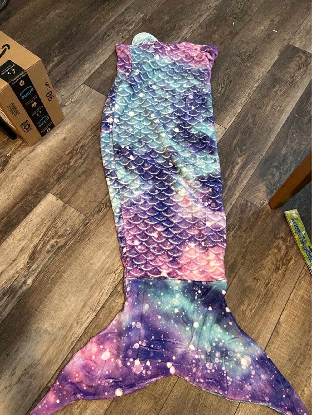 Kids Mermaid One-Piece Footie - Purple Blue Pink Galaxy Print